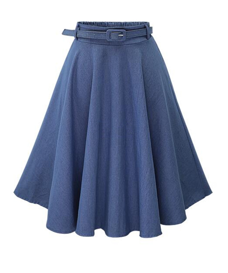 2017 AliExpress eBay Amazon mùa hè mới denim váy gửi vành đai (tại chỗ) chân váy kẻ