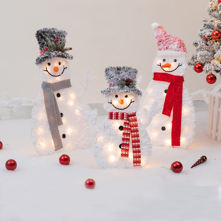 Christmas decoration luminous flocking snowman shopping mall hotel window Christmas tree decoration large scene layout supplies