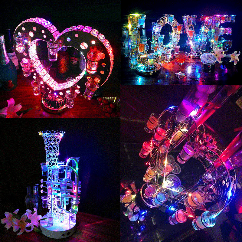 Cocktail Bullets Cup Rack Light Acrylic Cup Shelf Creative Bar KTV Heart-shaped Skyscraper Seven Colorful Wine Racks