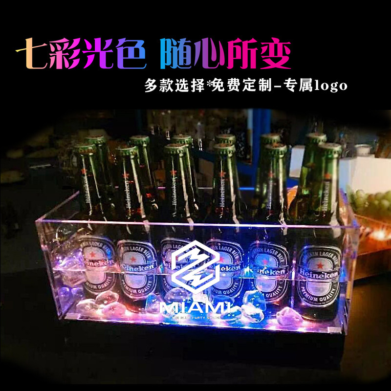 Bar Luminous Ice Bucket LED Champagne Barrel Carry-on Charging Luminous Wine Box Ktv Foreign Wine Cocktails Beer Ice Bucket