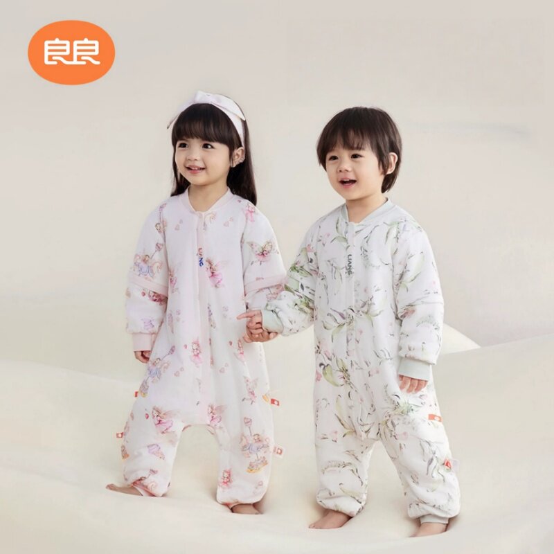 良良婴儿恒温春秋薄款分腿睡袋儿童四季通用宝宝防踢被夏纱布睡袋