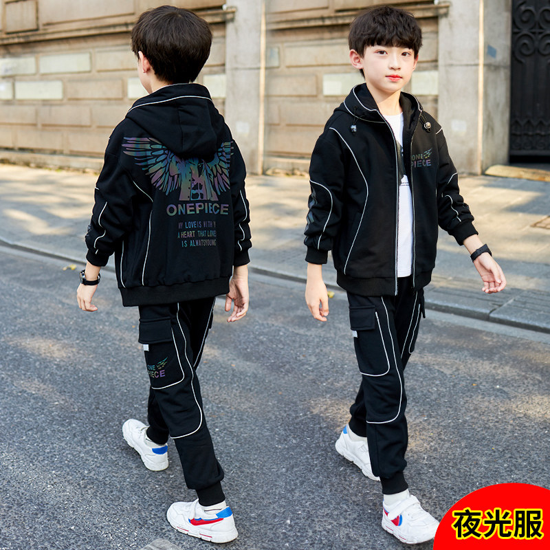 Boys Spring Suit 2022 New Boys Middle And OldEr Children Spring and Autumn Sports Handsome Foreign Korean Version Tide Net Red Clothes