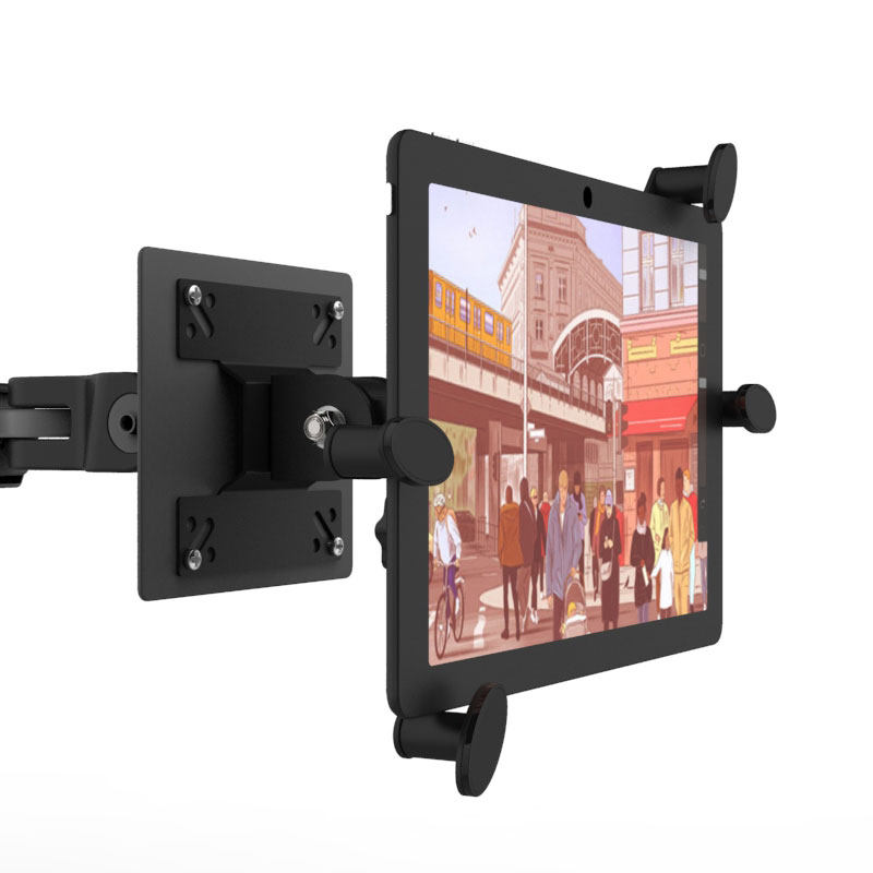 Tablet computer rack connected to the monitor vesa panel hanger adjustable universal swivel iPad universal shelf