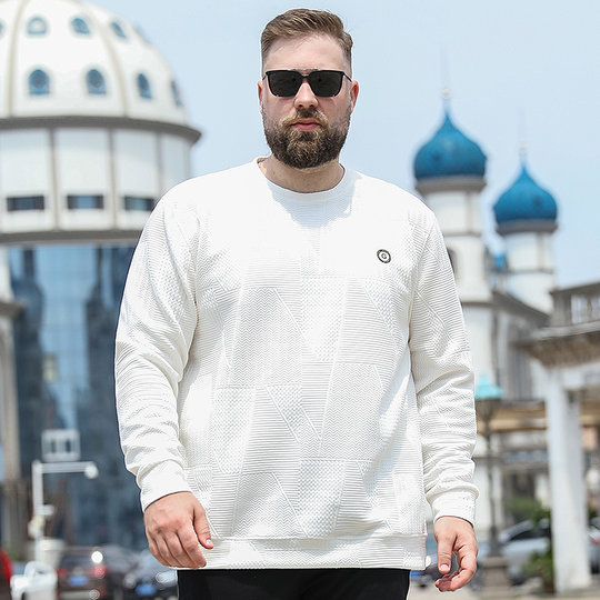 Yum Fox plus size men's long-sleeved T-shirt plus fat plus size men's fashion top spring and autumn fat loose sweatshirt