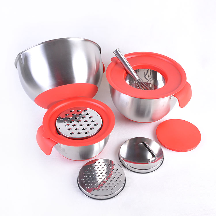 Baking appliance 304 stainless steel whipped egg pelvic floor anti-slip deepened cooking basin and splash-proof cover planter