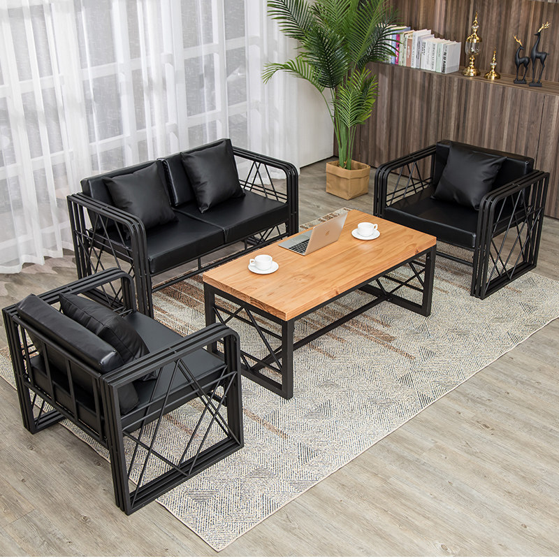 American retro office industrial style wrought iron sofa bar dining table and chairs music bar billiard room card seat sofa