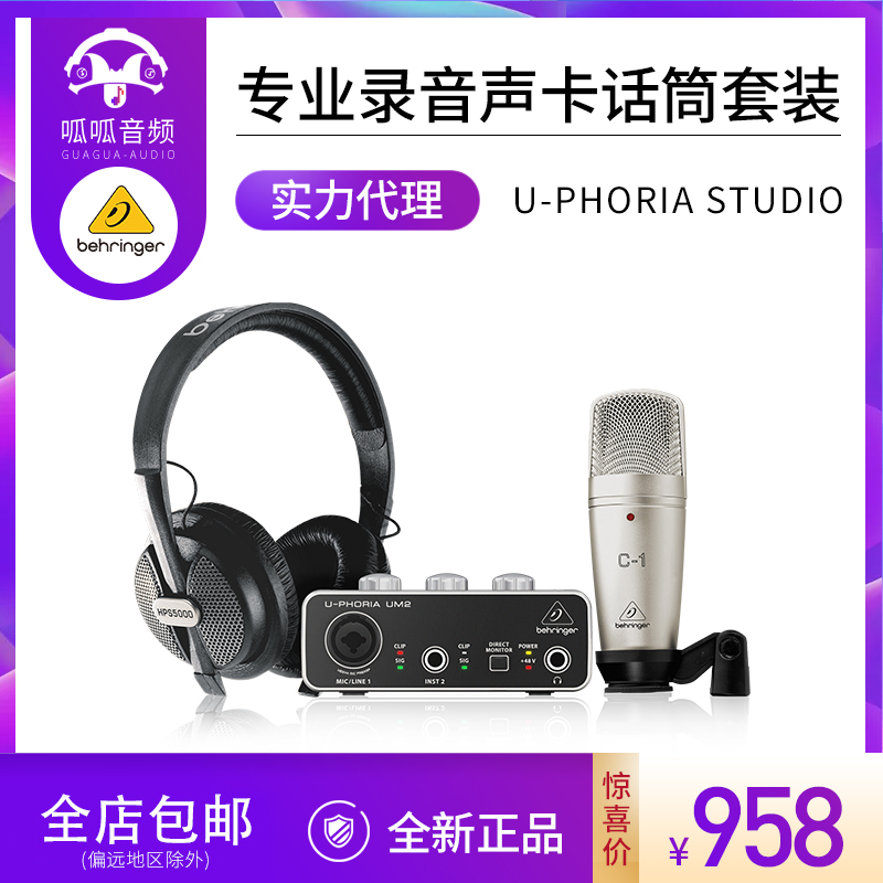 BEHRINGER Behringer u-phoria studio pro professional recording sound card microphone set UM2