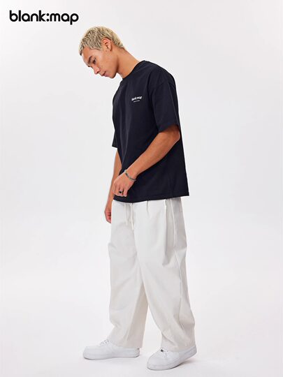 Blank Map heavyweight 310g cotton loose short-sleeved American casual simple round neck printed bottoming T-shirt for men and women