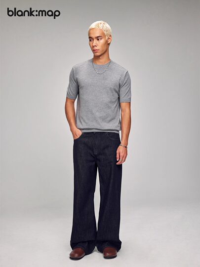 Blank Map13oz dark blue raw cow 2021M version classic loose straight cleanfit jeans for men