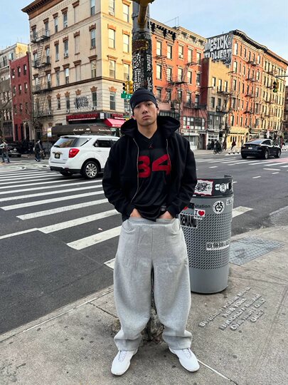 American silhouette baggy heavy 450g air layer sweatpants loose casual lazy street scimitar trousers for men and women