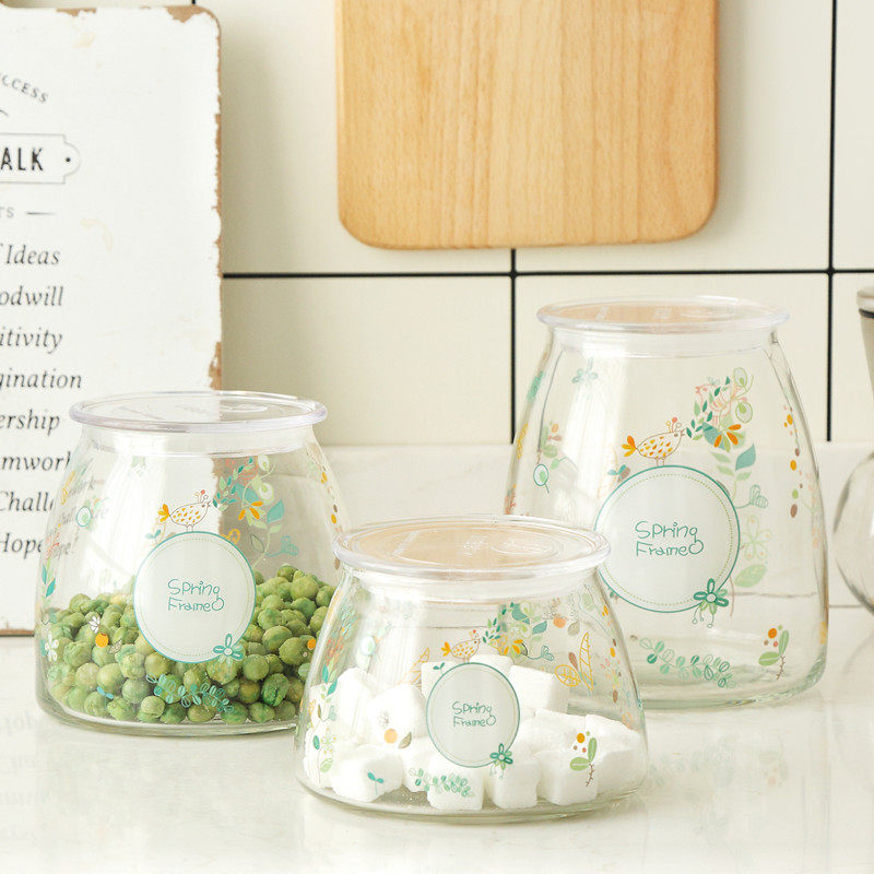 Glass bottle with lid storage tank Home containing box Lemon Tea Leaf Jars Food Milk Powder Sealed Seasoning Jar Sugar Jars