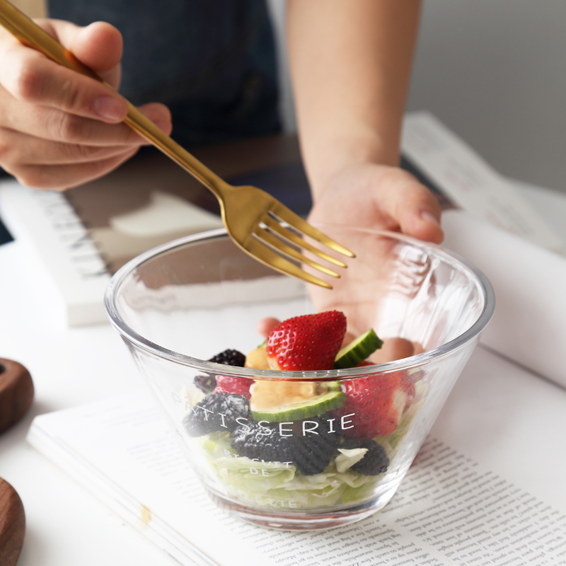 Creative French Alphabet Glass Vegetable Fruit Salad Bowl Big home Transparent Baking Bowl stirring bowl Bowl Cuisine Bowl