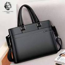 Genuine leather briefcase Male Inclined Satchel Handbag Crosswalk Single Shoulder Bag Large Capacity Headlayer Bull Leather Business Briefcase