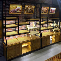 Bakery in the island display cabinet solid wood iron counter Zhongdao cabinet side cabinet cake model cabinet bread display shelf