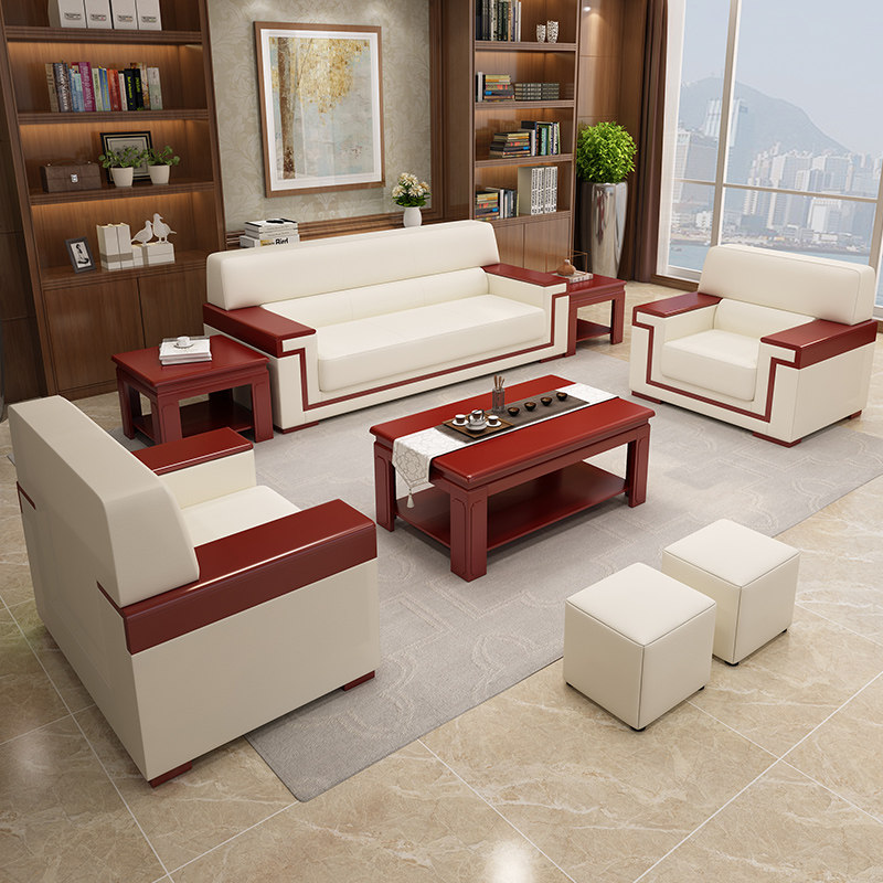 Office sofa modern business reception room negotiation sofa hotel lobby reception area tea table combination leather furniture