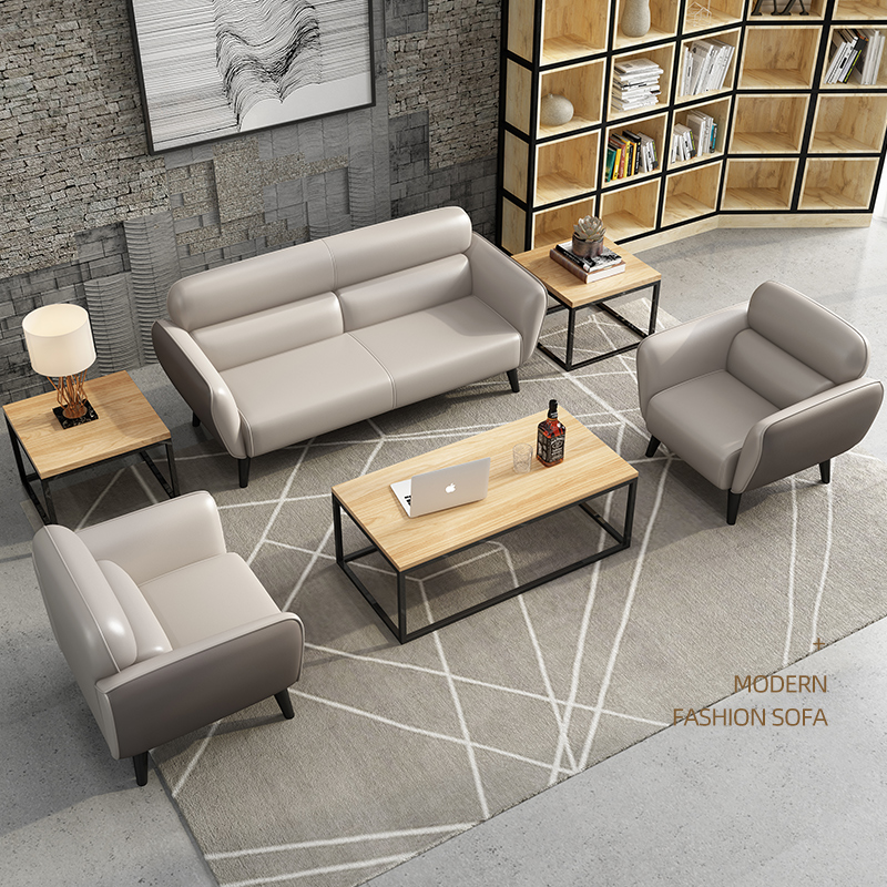 Sofa office to pick up the guest area Modern minimalist genuine leather 4S Shop Leisure area 113 Tea Table Combinations