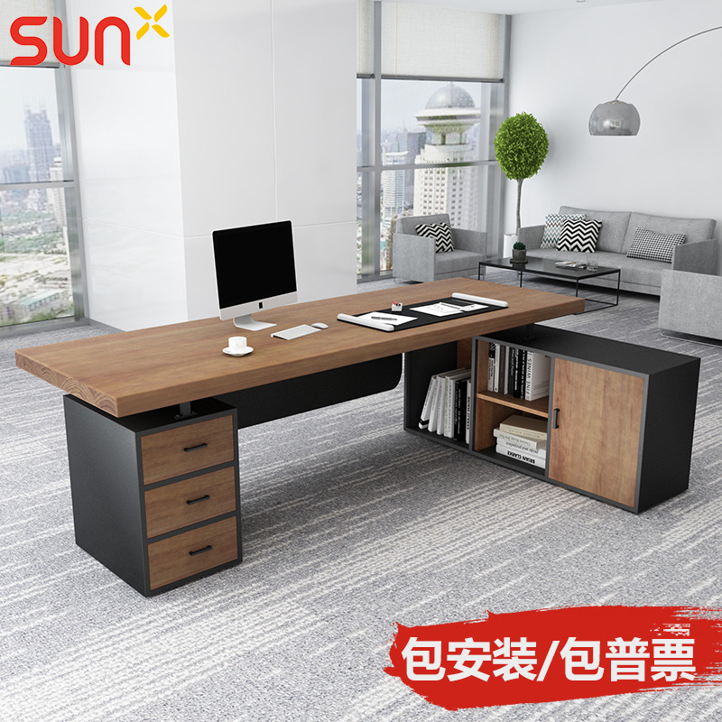 Solid Wood Industry Wind Boss Desk Manager, Loft Banquet Manager, Single-person long desktop desk