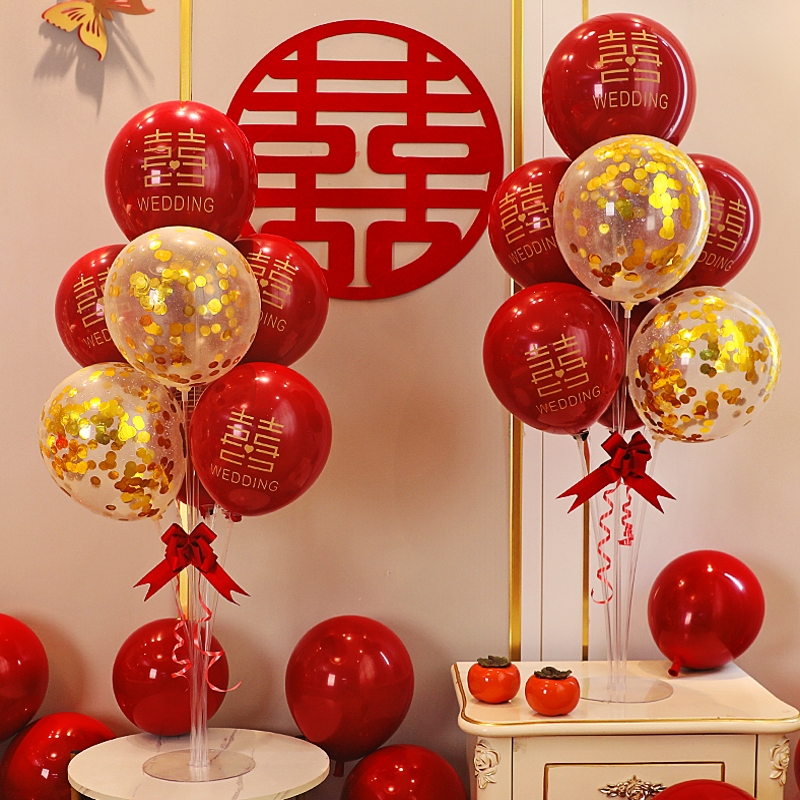 Wedding wedding room wedding opening birthday decoration scene layout wedding column table floating balloon bracket transparent base