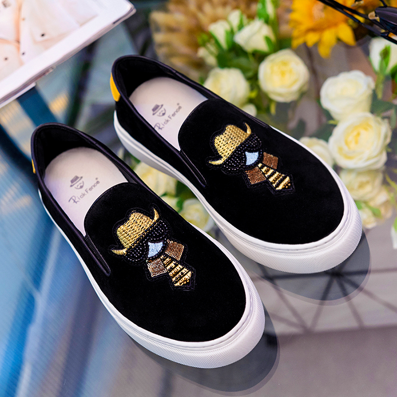 Autumn European station trend all-match breathable loafers genuine leather men's casual shoes board shoes slip-on men's shoes