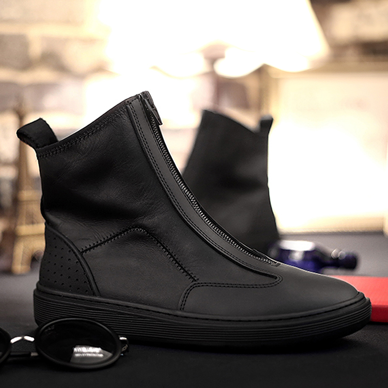 Spring tide Inn Mountain big king high cylinder shoes men's shoes genuine leather men short boots Men's boots warm and suede leather boots