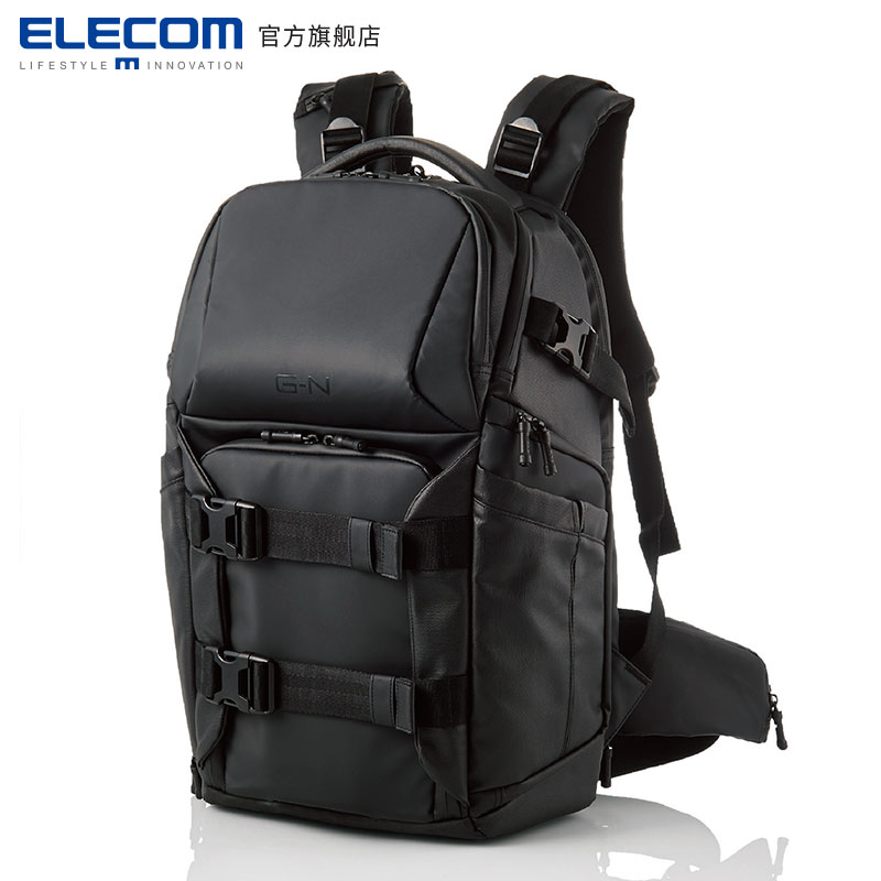 日本ELECOM 专业户外单反相机包 男女大容量双肩摄影包DGB-P01BK