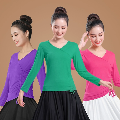 Лонгслив, этническая танцующая спортивная одежда, на шнурках, этнический стиль