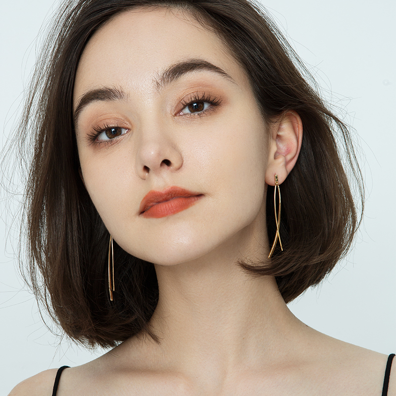 18k gold-plated gold earrings long length earlining 2021 new trendy temperament premium feel earrings tassel earrings fall winter