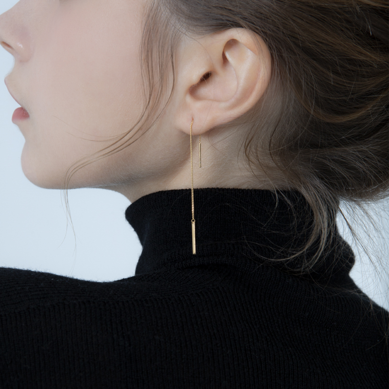 Sense of luxury simple cold wind earrings feminine long tassel earline 2021 new earrings fall/winter earrings
