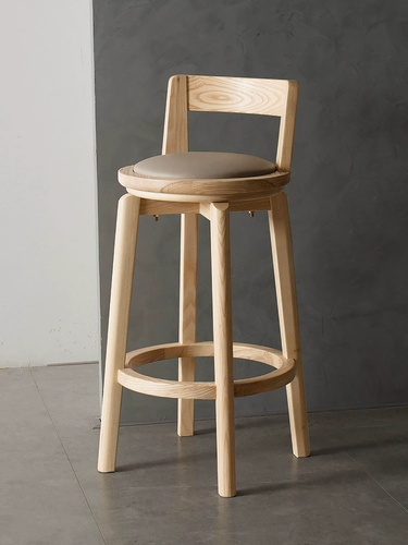 Северный высокий стул Современный простые сплошные деревянные стул задний стул, домашний бар, вращающийся табурет, стул