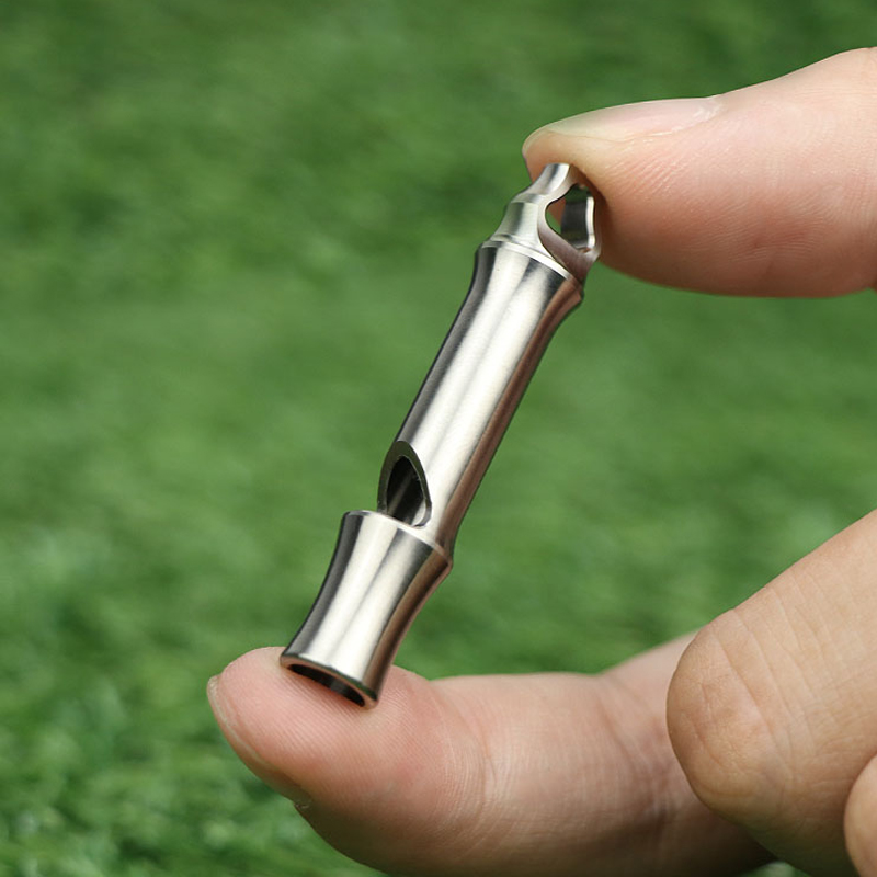 Outdoor pop high frequency titanium alloy whistle survival equipment stainless steel whistle referee competition high pitch life-saving whistle