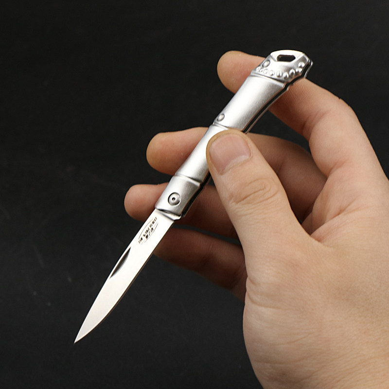 High hardness Damascus steel knife outdoor knife self-defense knife sharp portable folding knife sandalwood handle pattern steel knife