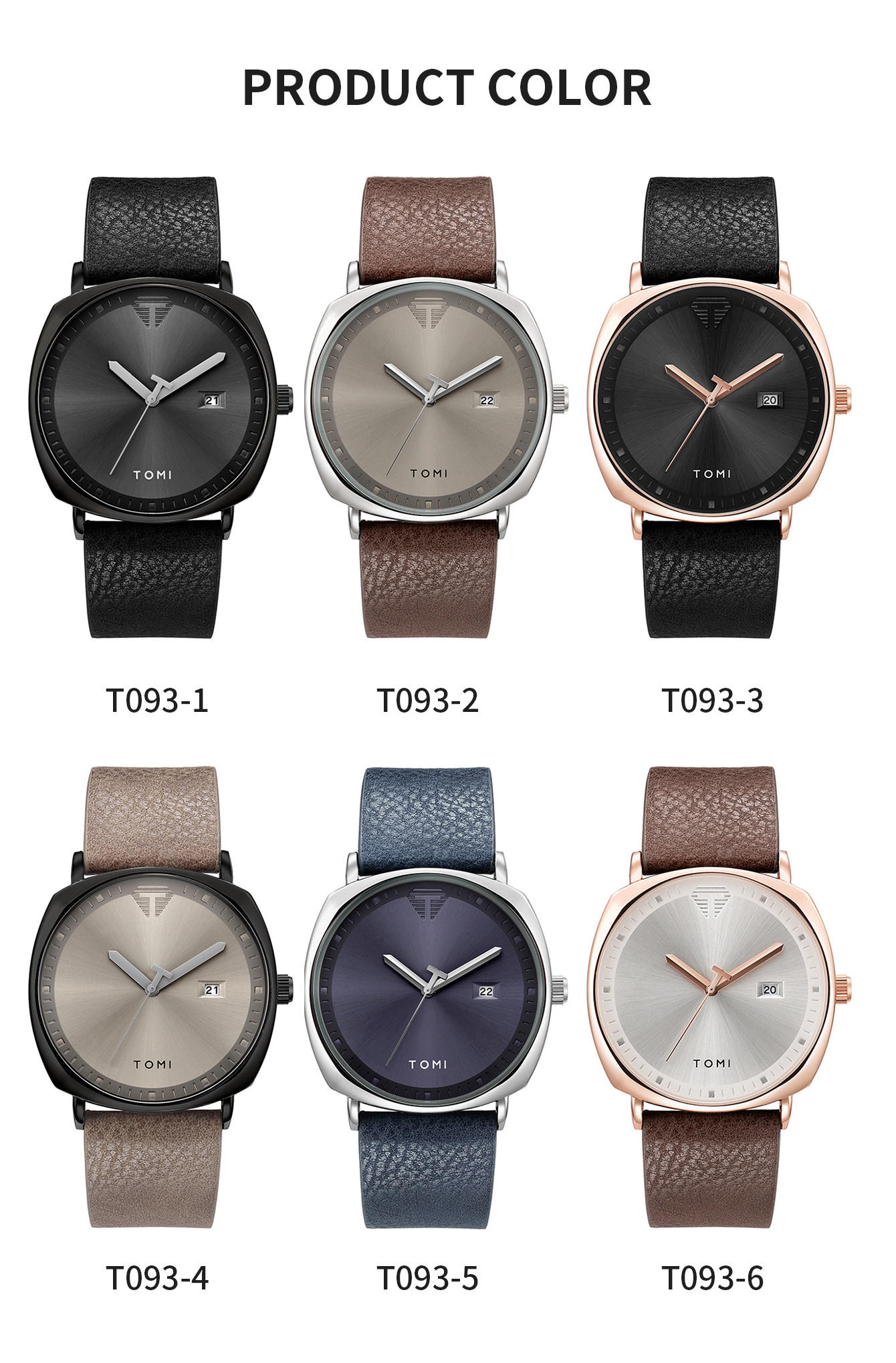 TOMI Calendar Simple Men's Quartz New Leisure Trend Student Waterproof Large Dial Movement Mirror Face Watch_voghion.com