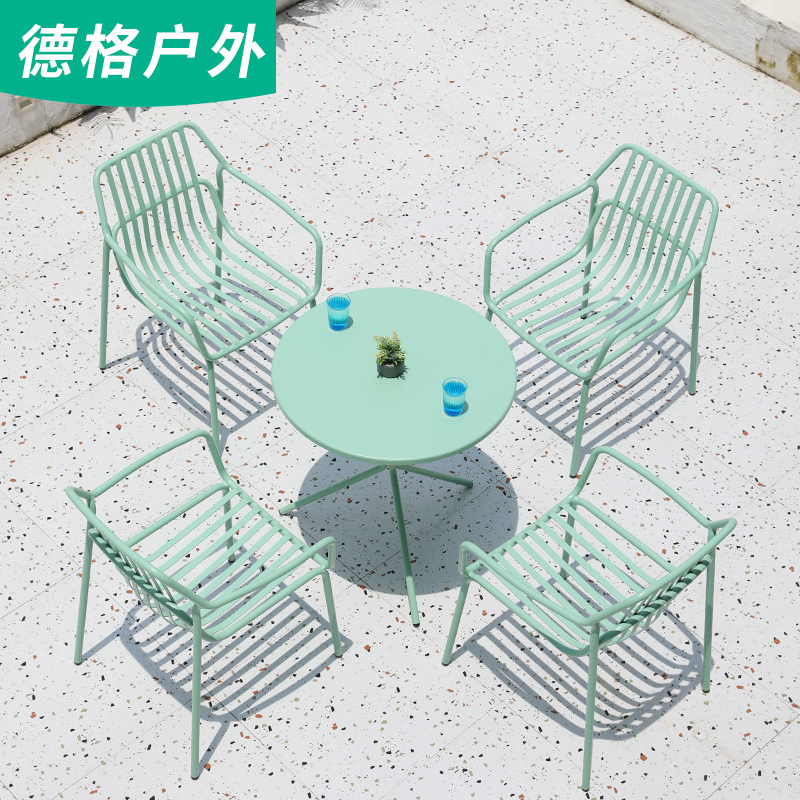Outdoor table and chair courtyard modern leisure simple balcony table and chair fresh garden homestay net red combination outdoor sunscreen
