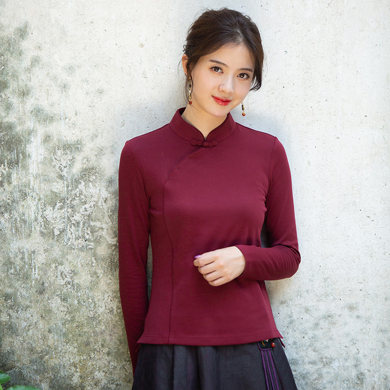 Zhu's original (cloud light wind light) new and smooth cotton knitted autumn undershirt female midstyle blouse to give back