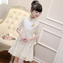 Girls ancient style super fairy cheongsam dress childrens dress 2022 new princess dress guzheng girl ancient costume Hanfu