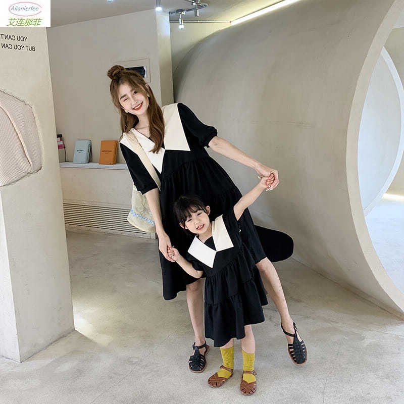 Mother-daughter clothing is different from the parent-child clothing 2022 new summer Korean version of the cute French doll collar dress