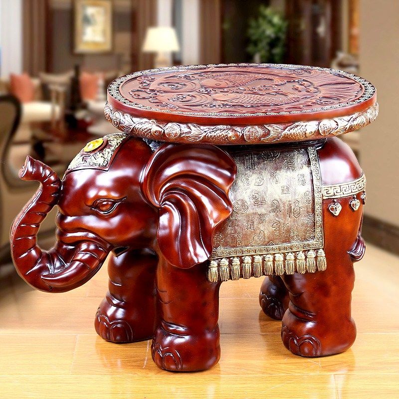 Elephant stool enter the door to change the shoe stool door to attract money elephant begging craft to wear shoe stool retro bench American ornaments