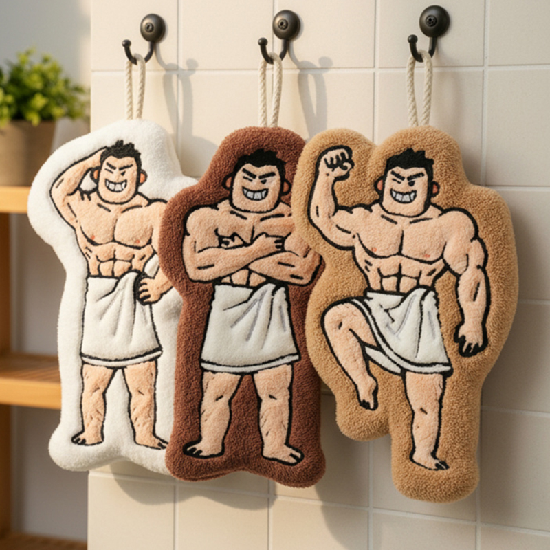 Creative Hanging Hand Towel, Super Absorbent, Thickened, Enlarged, Quick-Drying, Cute Handkerchief for Bathroom and Kitchen, Hand Washing Towel