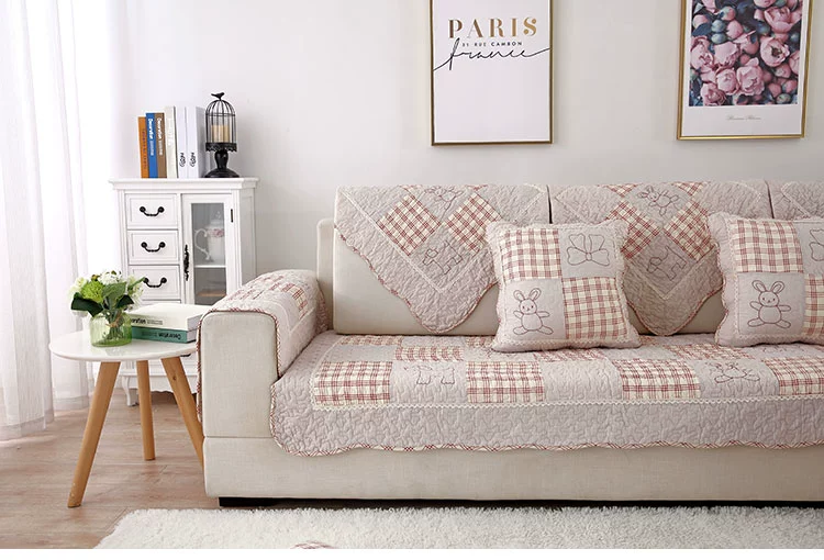 Cotton bốn mùa phổ vải sofa đệm đơn giản hiện đại phù hợp với cotton kết hợp phòng khách đệm chống trượt - Ghế đệm / đệm Sofa