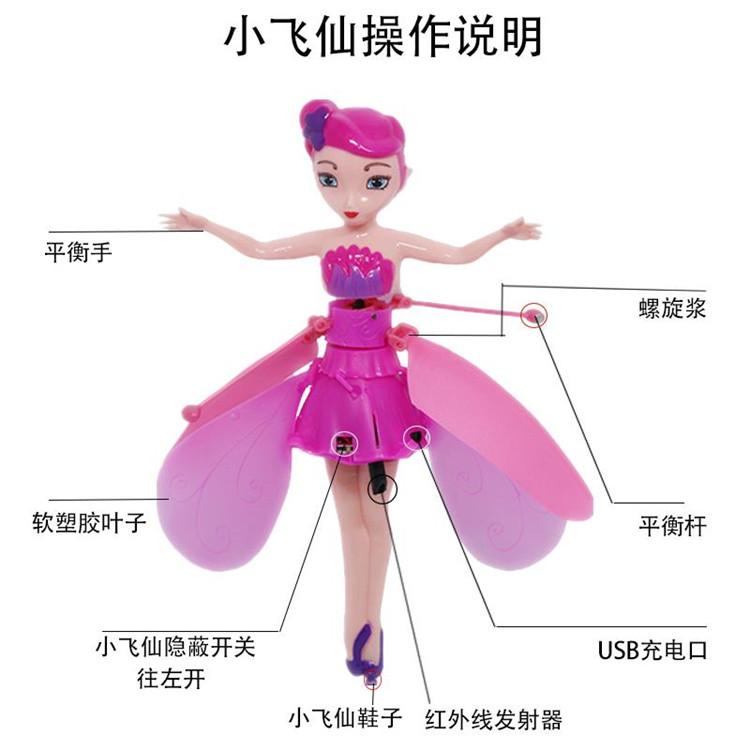 Little Fairy Cảm ứng Xe sạc Đình chỉ RC Máy bay trực thăng Bay Người nhỏ Máy bay Rung Đồ chơi Nam ô tô điều khiển từ xa cho bé
