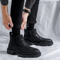 Winter Martin boots Mens Inron frosted genuine leather Bloc boots High helping board Shoes Tooling Shoes Plus Suede Chelsea Boots