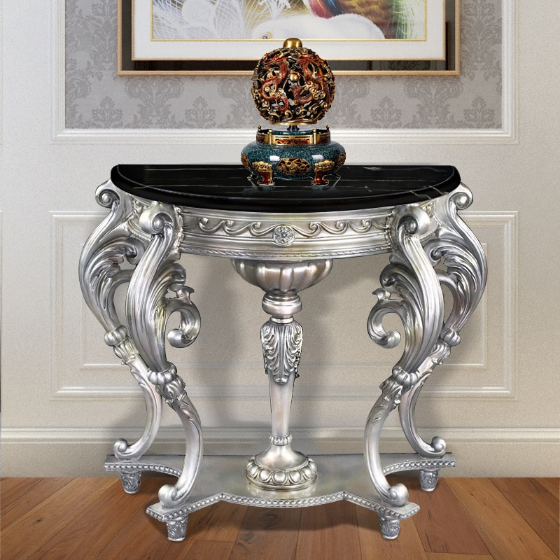 Semi-round Xuanguan Table European-style Xuan Guantai Retro Decorative Table Close To Wall Side Cabinet Entrance door Living room end View minimalist Room Door Hall Cabinet