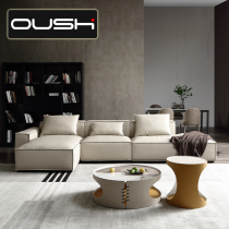 Real Leather Sofa Small Household Type Net Red Light Lavish Silicone Tofu Block Designer Living-room New Home Couch Combo