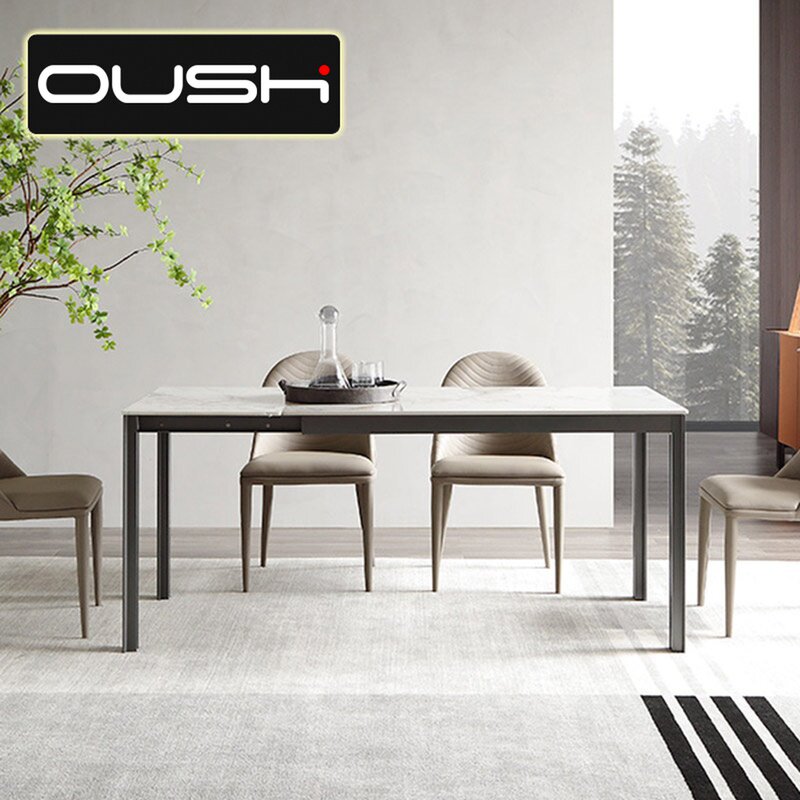 Slate telescopic dining table small apartment household rectangular 1 2 meters modern minimalist designer dining table and chair combination