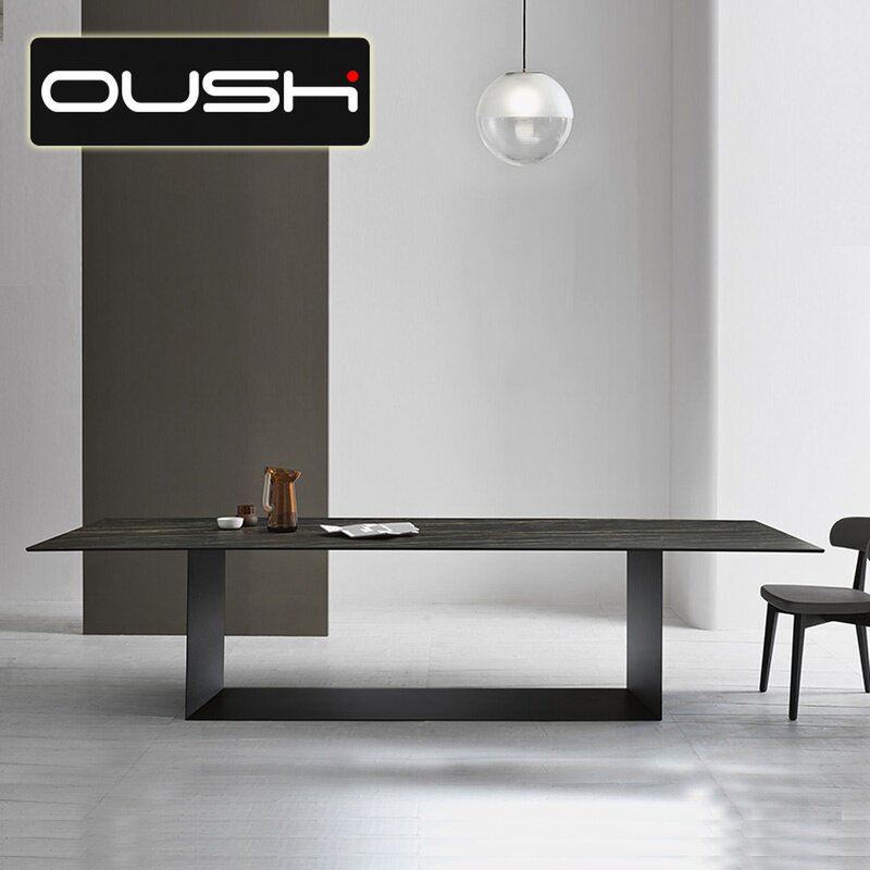 Rockboard table modern minimalist home small family of rectangular designer Creative Dining Table Light Lavish Marble Table