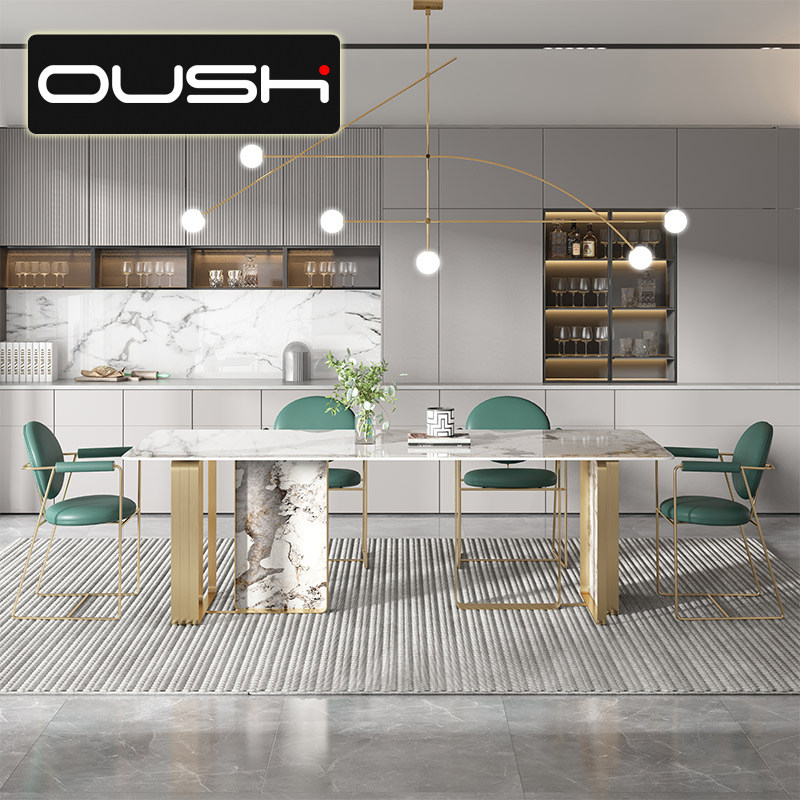 Modern light luxury slate dining table household rectangular Pandora simple high-end designer CC dining table and chair combination