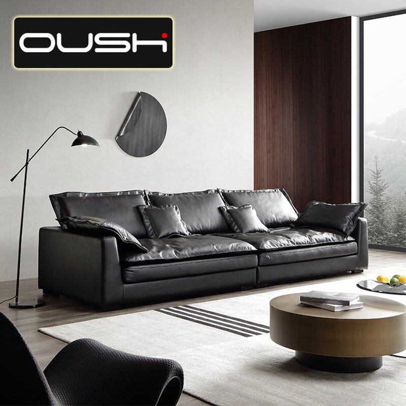 Technology cloth sofa simple modern living room home down wide size apartment black high-end Nordic fabric sofa