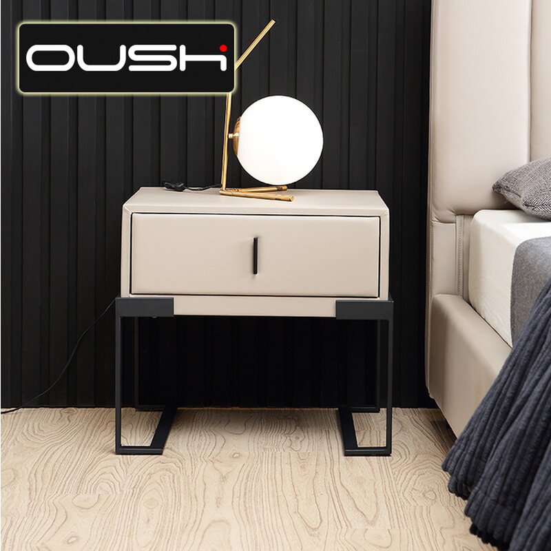 Oshu culvert minimalist style leather art bed head cabinet bedroom bedside cabinet designer with drawer containing cabinet