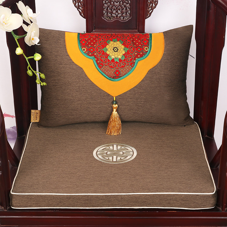 Art Musu Red Wood New Chinese Vintage Embroidery Sofa Mat Palace Tea Table And Chairs Dining Chair Cushion Non-slip Custom All Season
