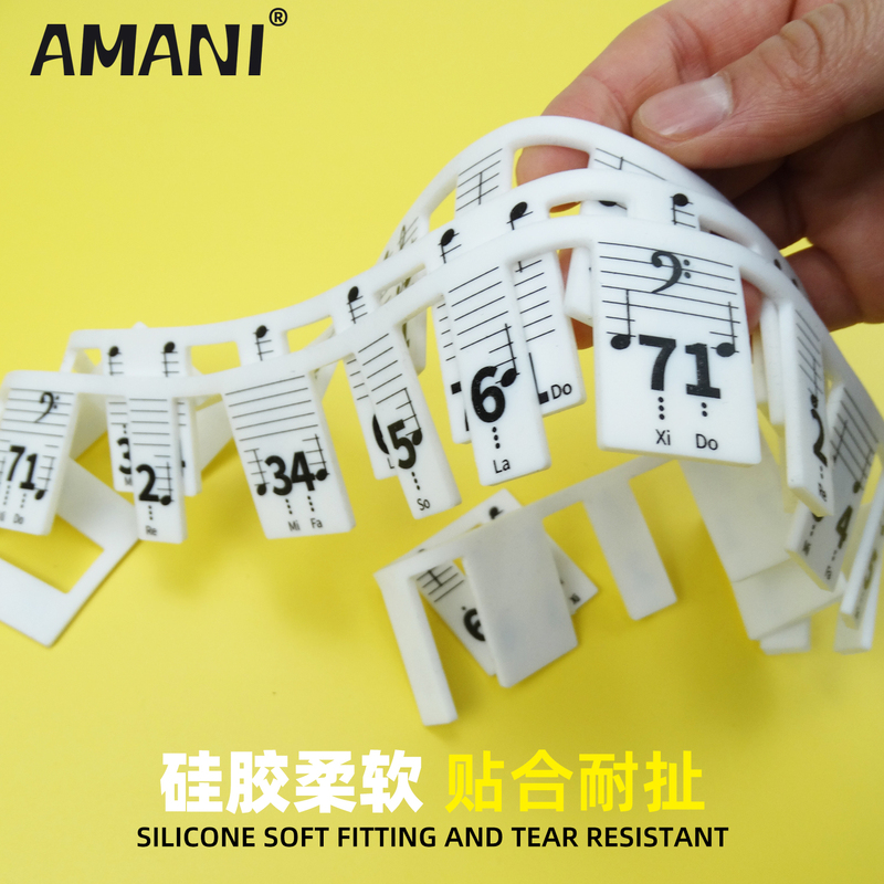 Silicone Piano Note Strips Keyboard Stickers Electric Piano Key Stickers Note Strips Staff Notation Simplified Notation Silicone Material 88 Keys